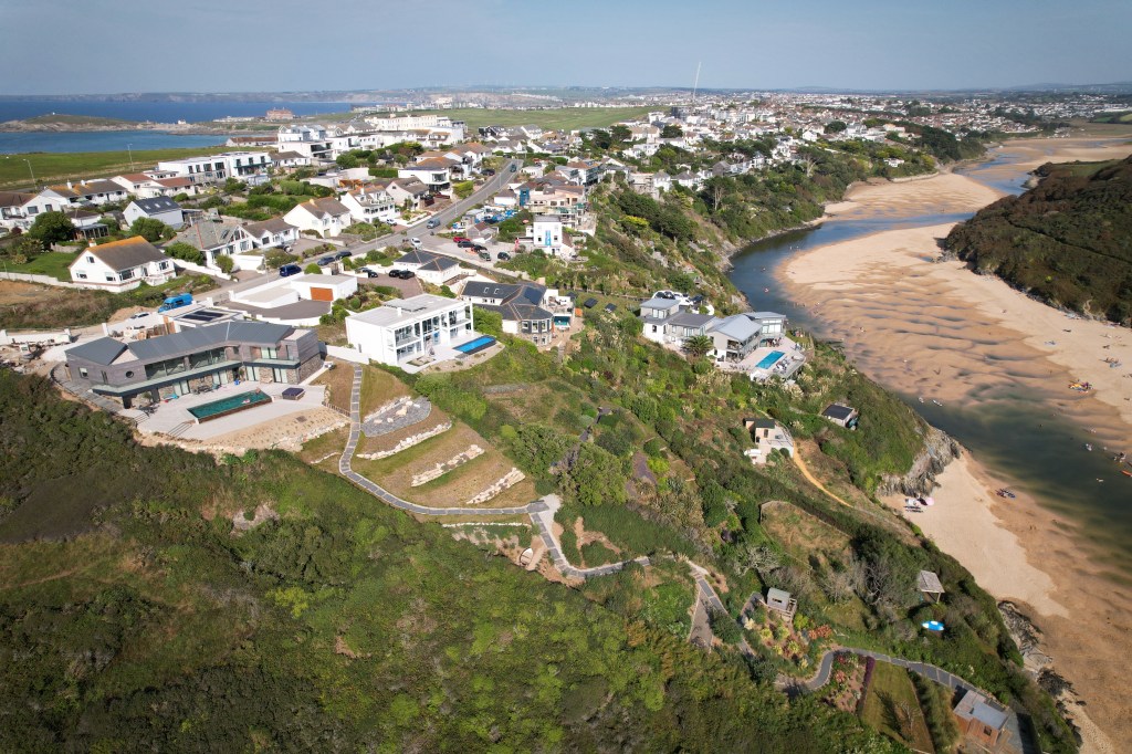 An aerial image of properties
