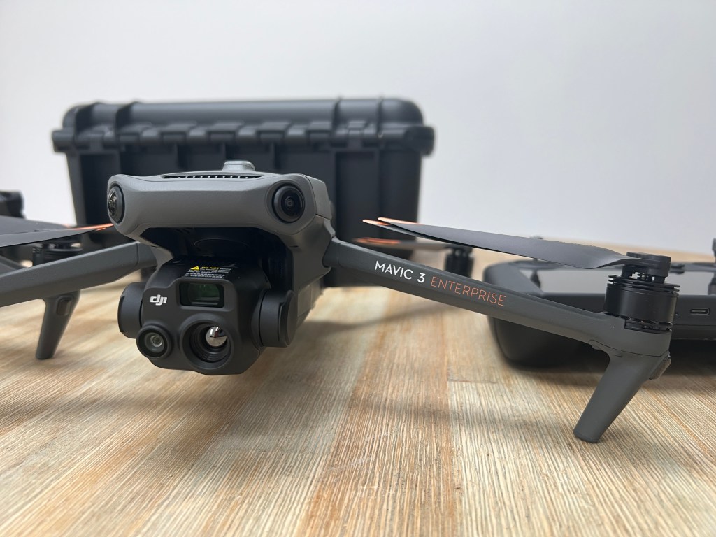 DJI Mavic 3 Thermal drone on a table, used for aerial inspections, farming surveys, and utility thermal imaging.