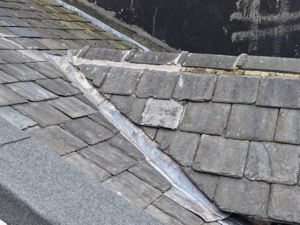 Drone inspecting a residential roof in Yorkshire.